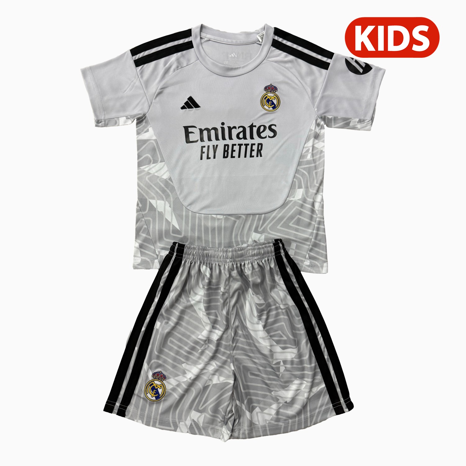 Real Madrid 26-27 Grey Goalkeeper Kids Kit - JerseysGala