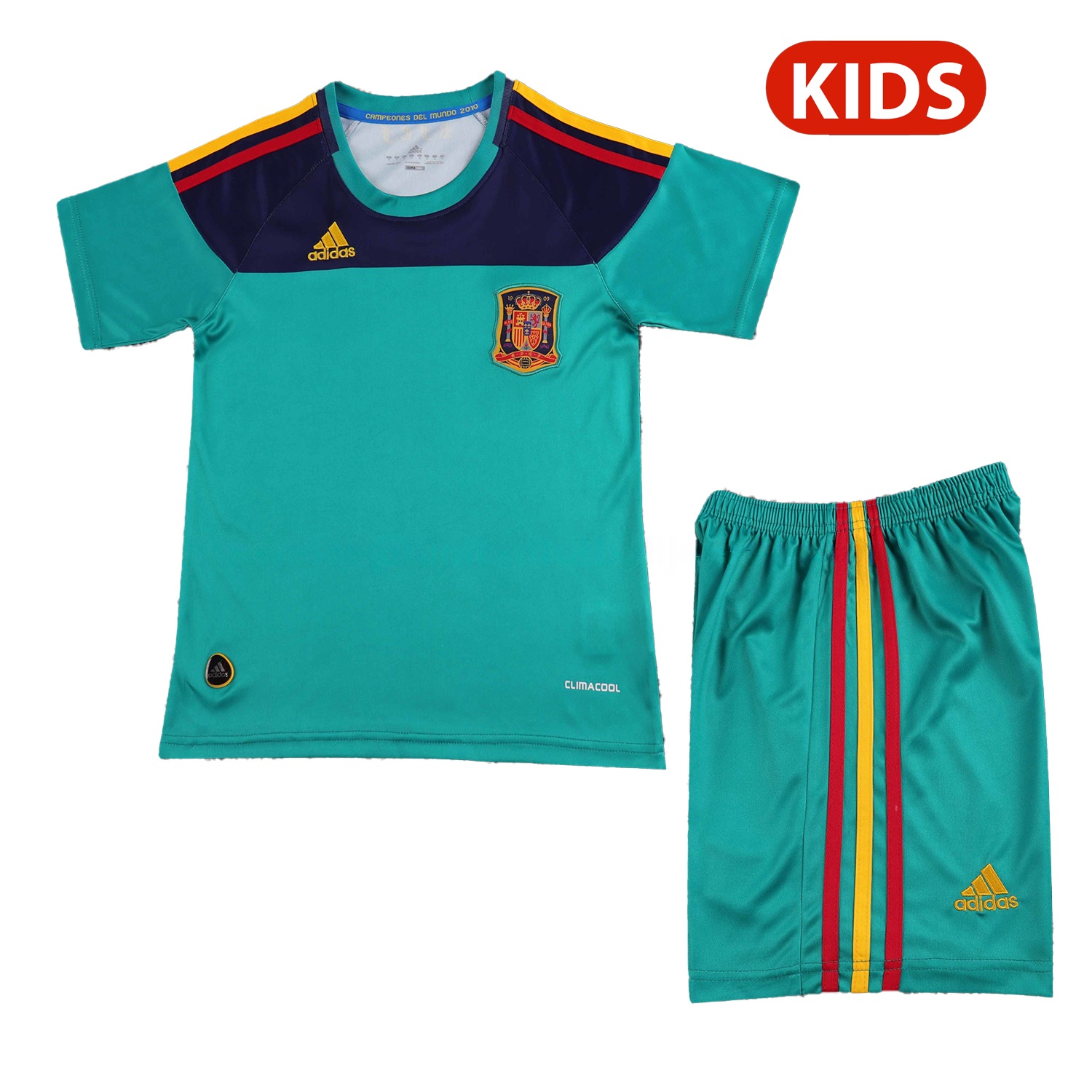 Retro Spain 2010 Green Goalkeeper Kids Kit - JerseysGala