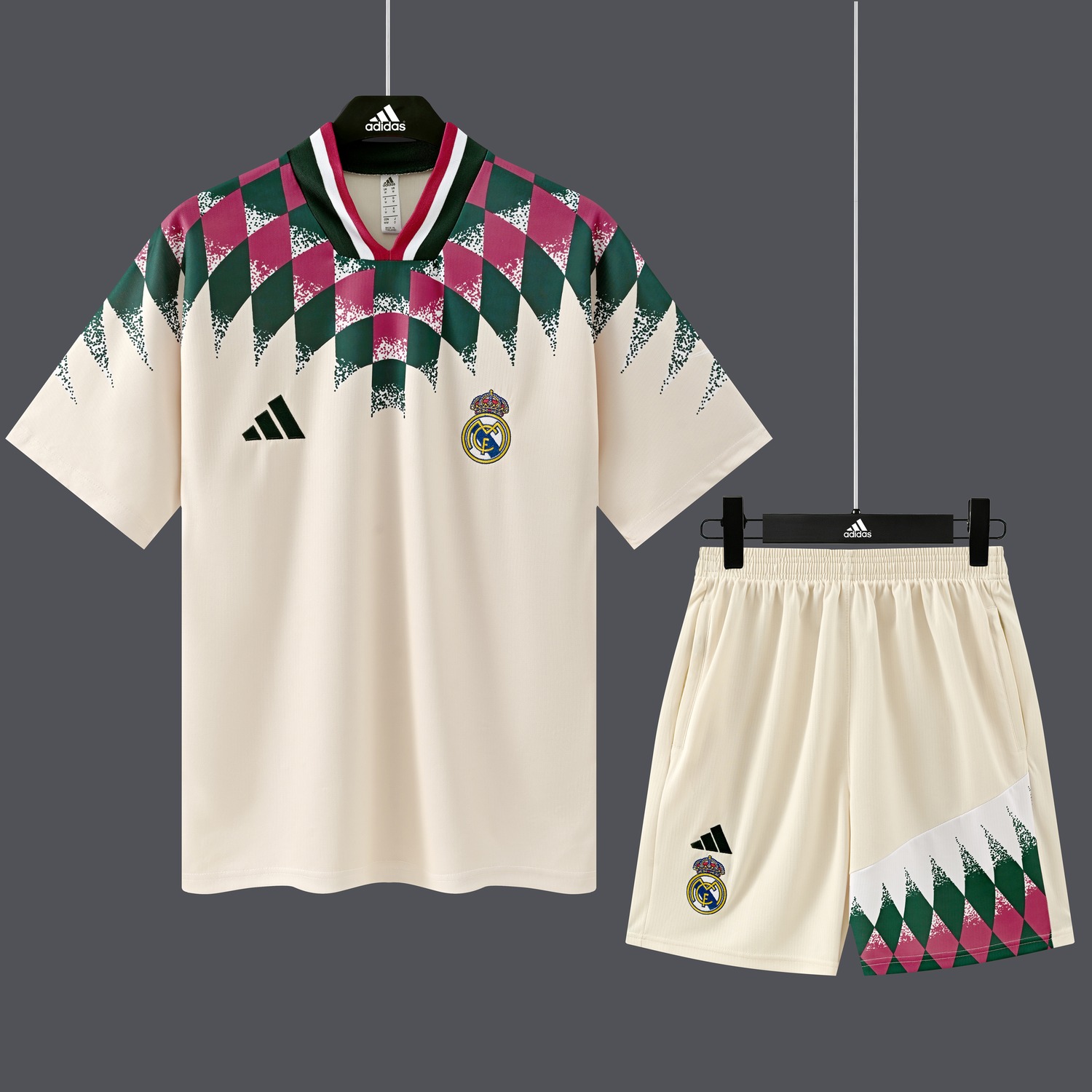 Real Madrid 26-27 Long Sleeve Training Set - White With Red Green - JerseysGala