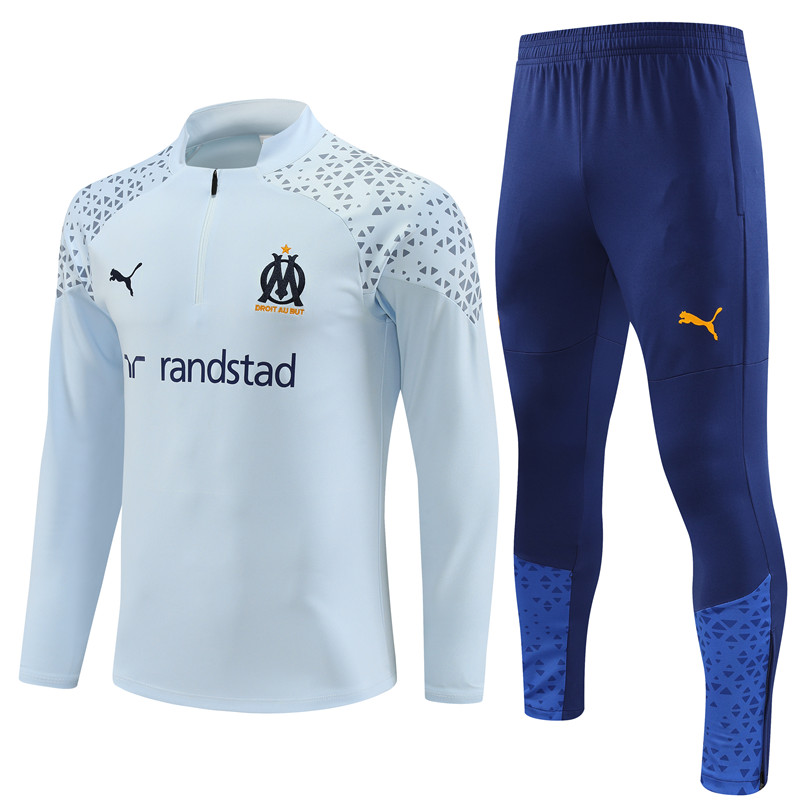 Marseille 23-24 Long Sleeve Training Set -Light Grey - JerseysGala