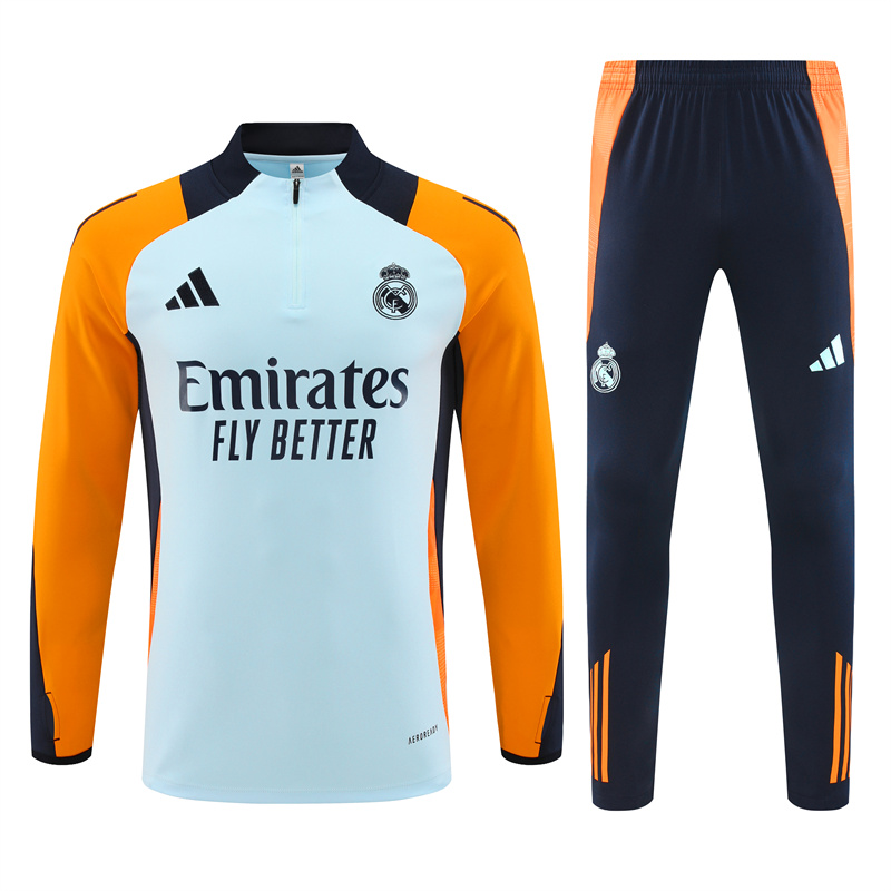 Real Madrid 24-25 Long Sleeve Training Set - Blue & Orange - JerseysGala