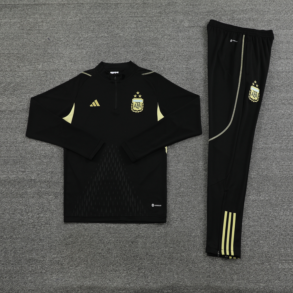 Argentina 23-24 Long Sleeve Training Set - Black - JerseysGala