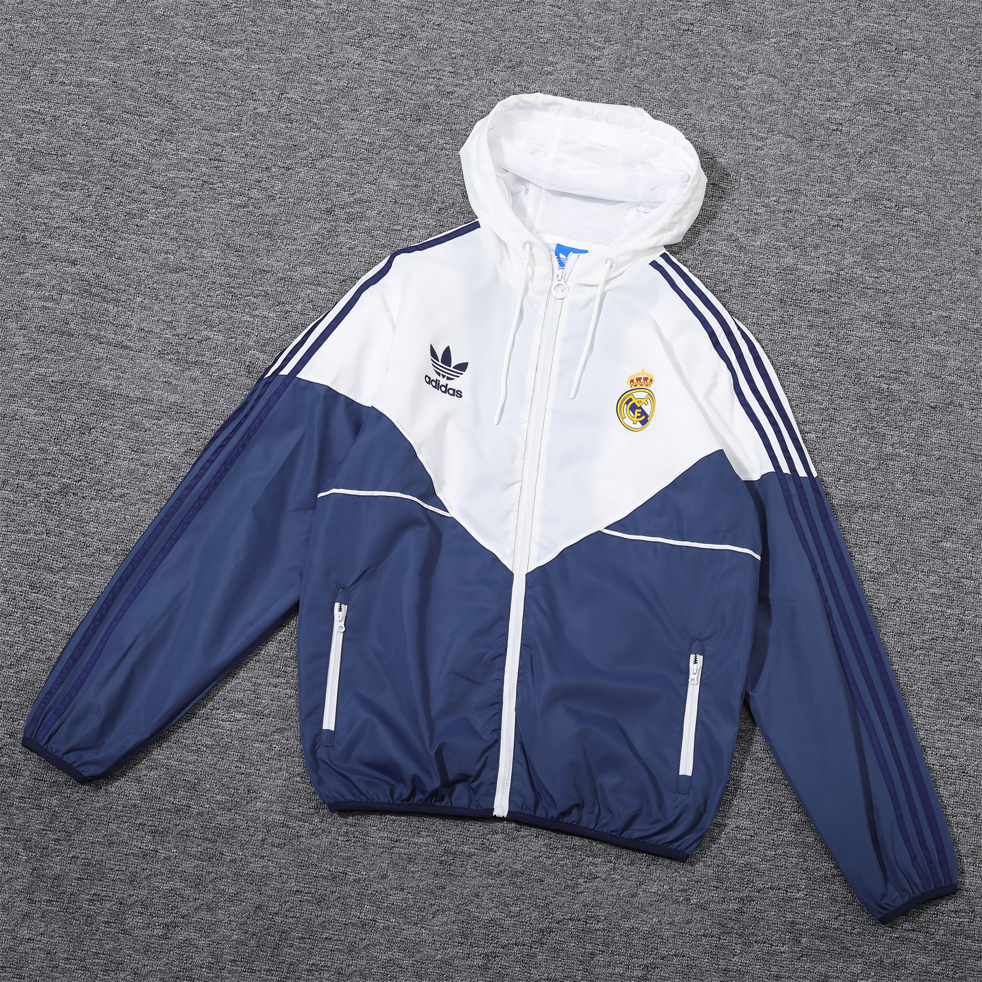 Real Madrid 24-25 White Hooded Windbreaker - Player Version - JerseysGala