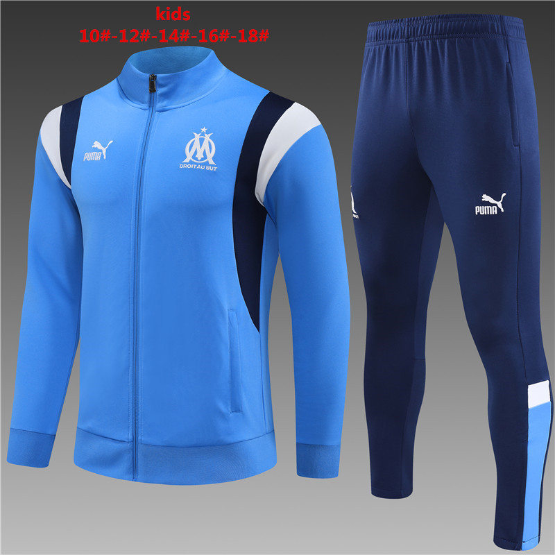 Marseille 23-24 Kids Jacket Training Tracksuit - Light Blue - JerseysGala