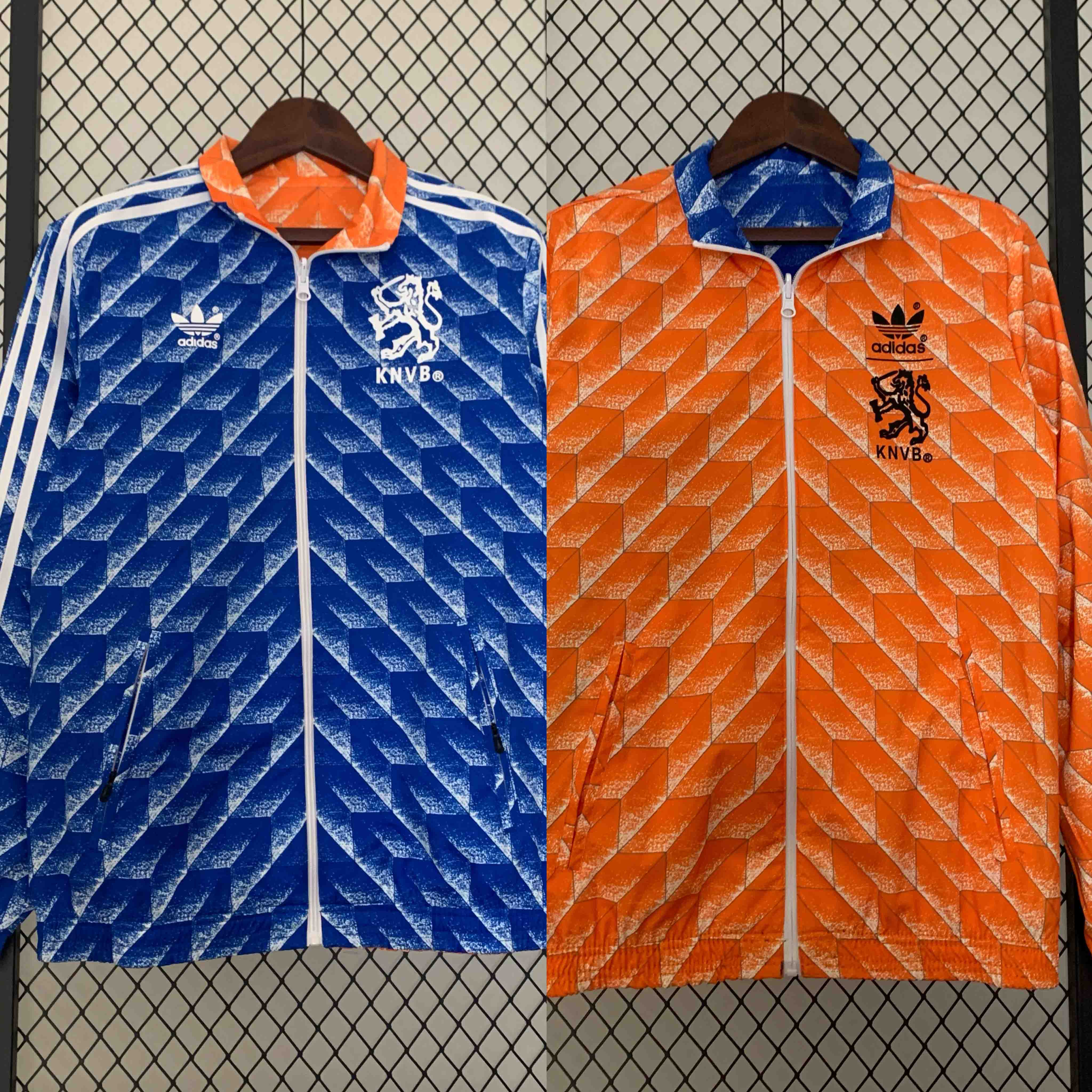 Netherlands 23-24 Double Sided Windbreaker - Orange & Blue - JerseysGala