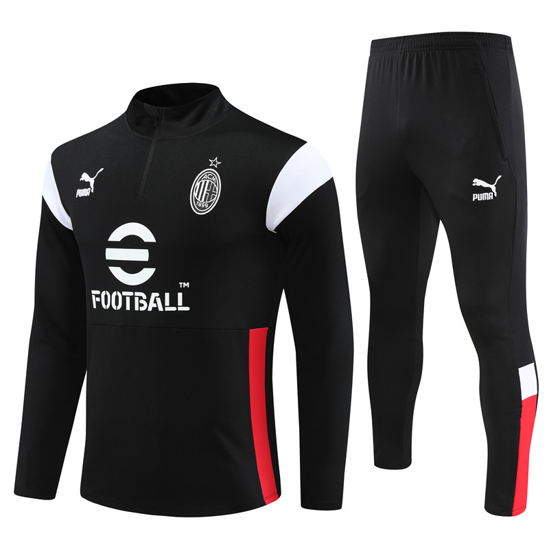 AC Milan 23-24 Kids Long Sleeve Training Set Black - JerseysGala