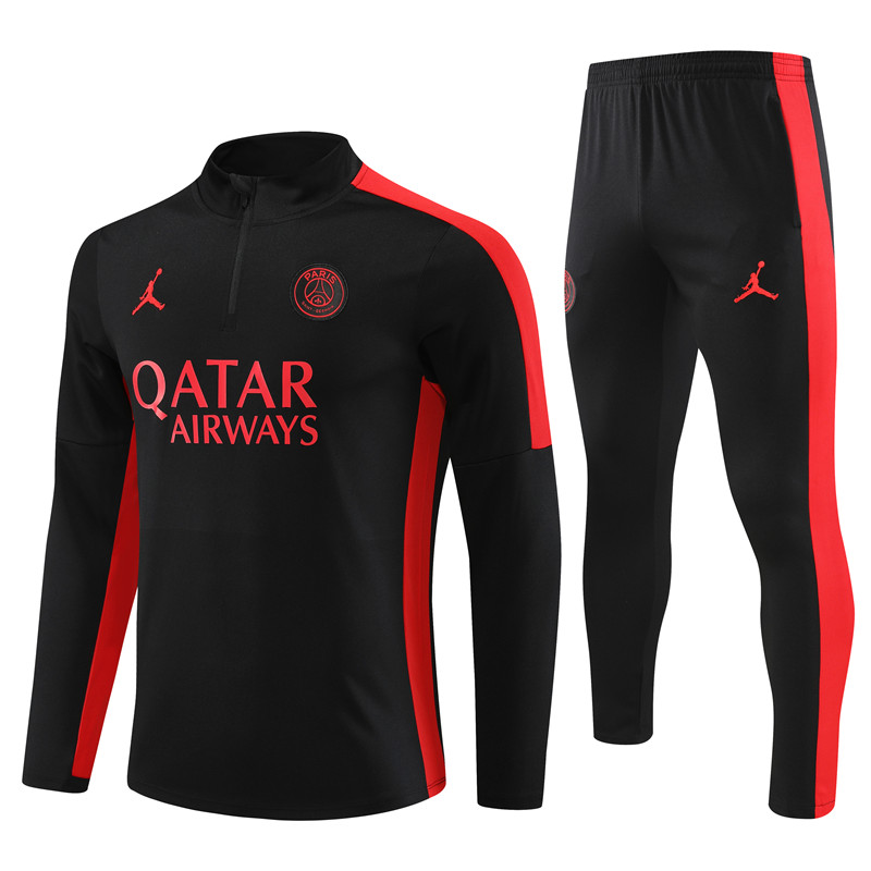 Paris Saint-Germain PSG 23-24 Long Sleeve Training Set -Black and Red - JerseysGala