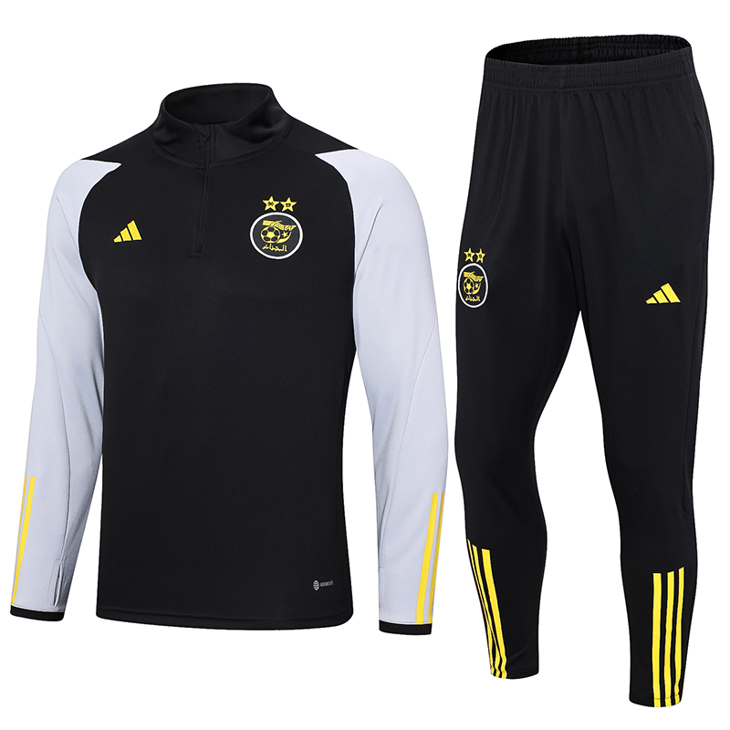 Algeria Olympic TEAM 23-24 Long Sleeve Training Set -Black and White - JerseysGala