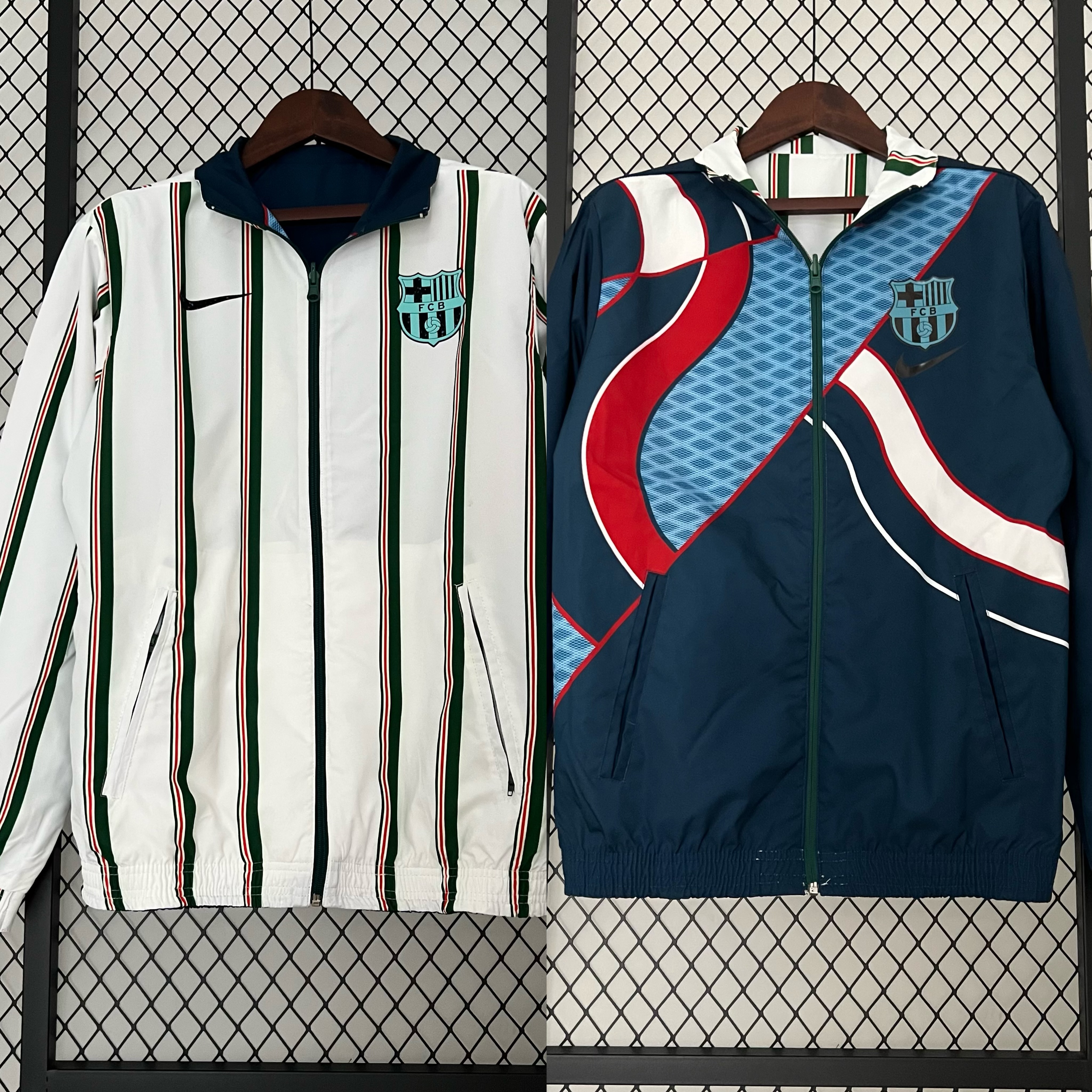 B.A.R.S.A 23-24 Player Reversible Windbreaker - White & Blue - JerseysGala