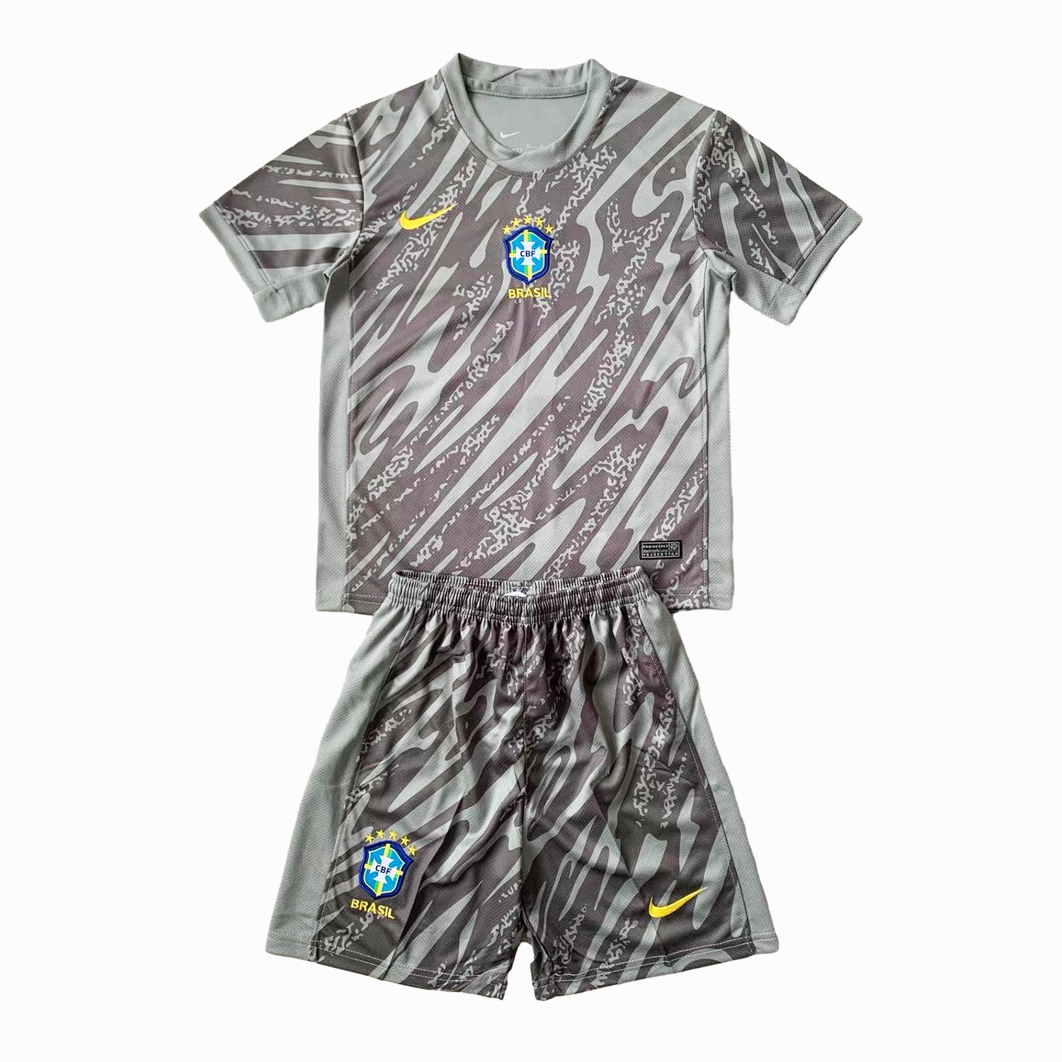 Brazil 2024 Goalkeeper Kids Kit - Gray - JerseysGala
