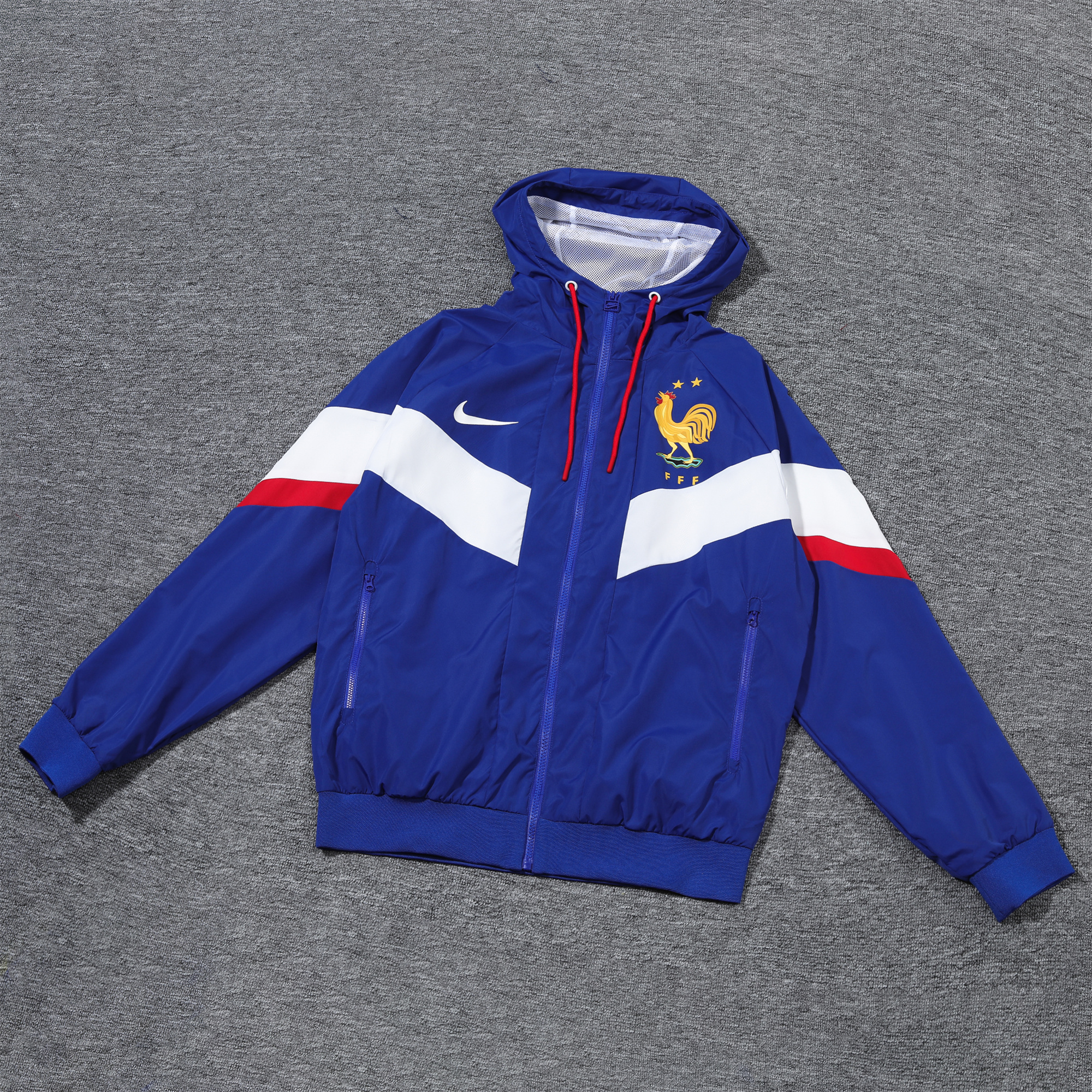 France 2024 National Team Anthem Blue Hooded Windbreaker - Player Version - JerseysGala