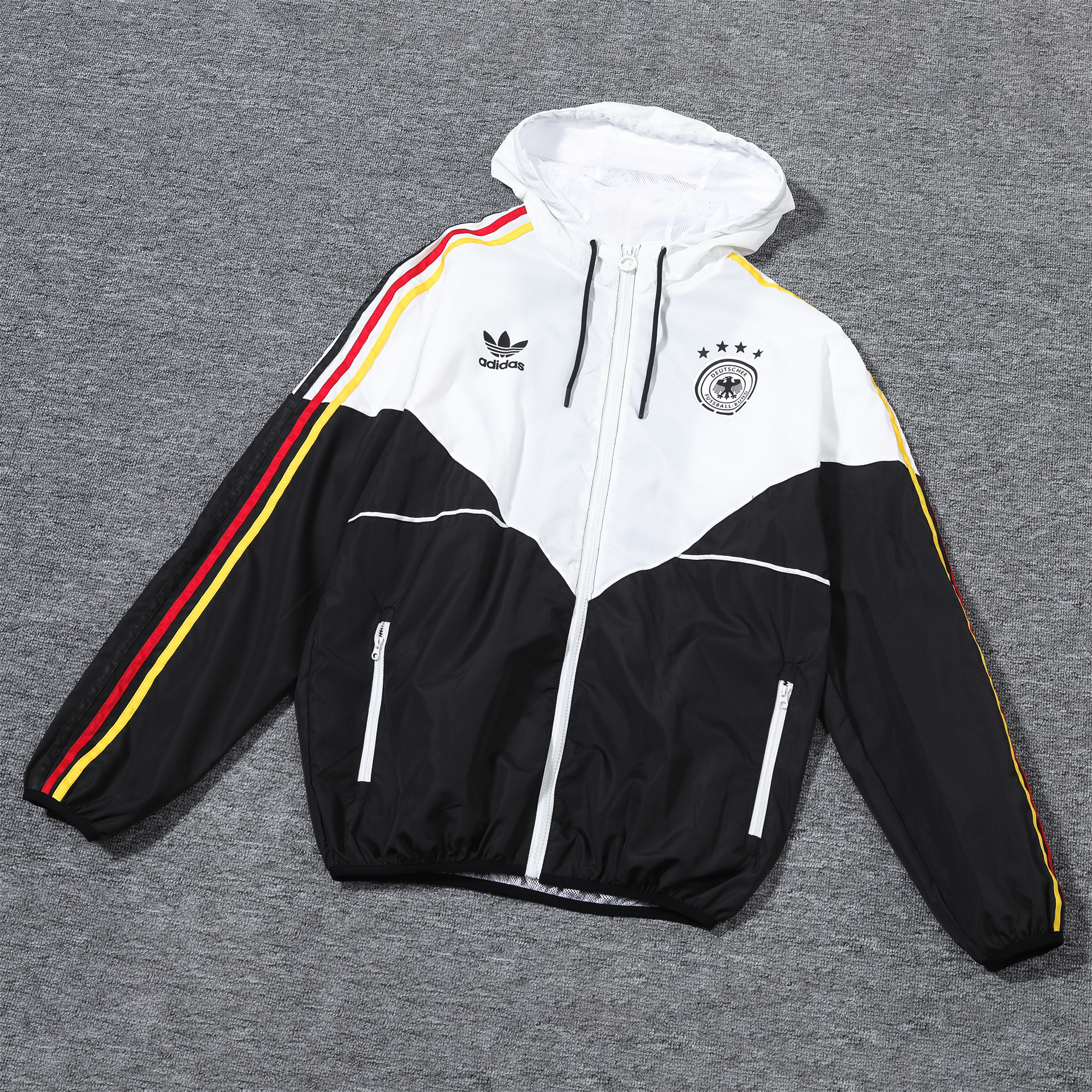 Germany 2024 National Flag Tricolor Hooded Windbreaker - Player Version - JerseysGala