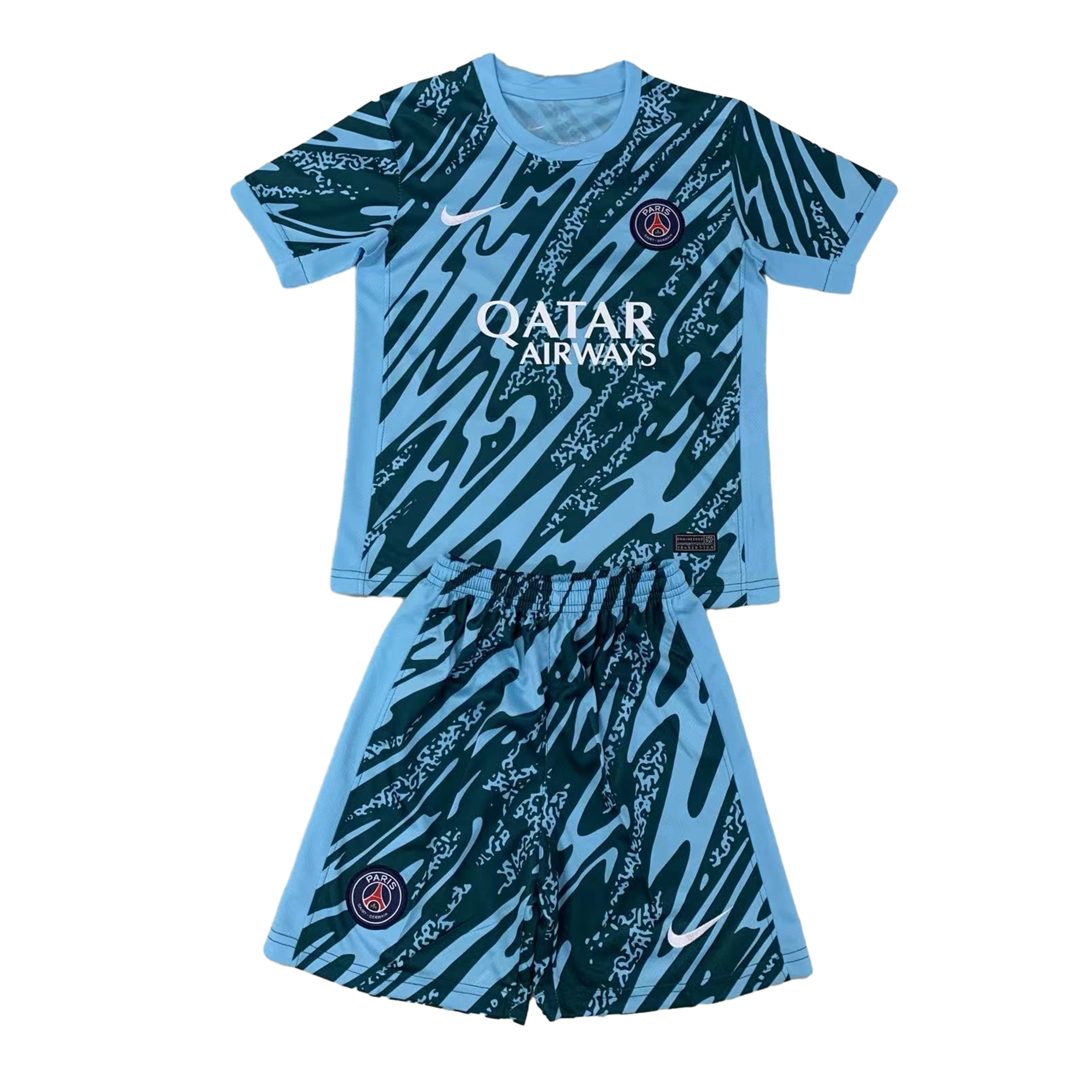 Paris Saint-Germain PSG 24-25 Goalkeeper Kids Kit - Lake Blue - JerseysGala