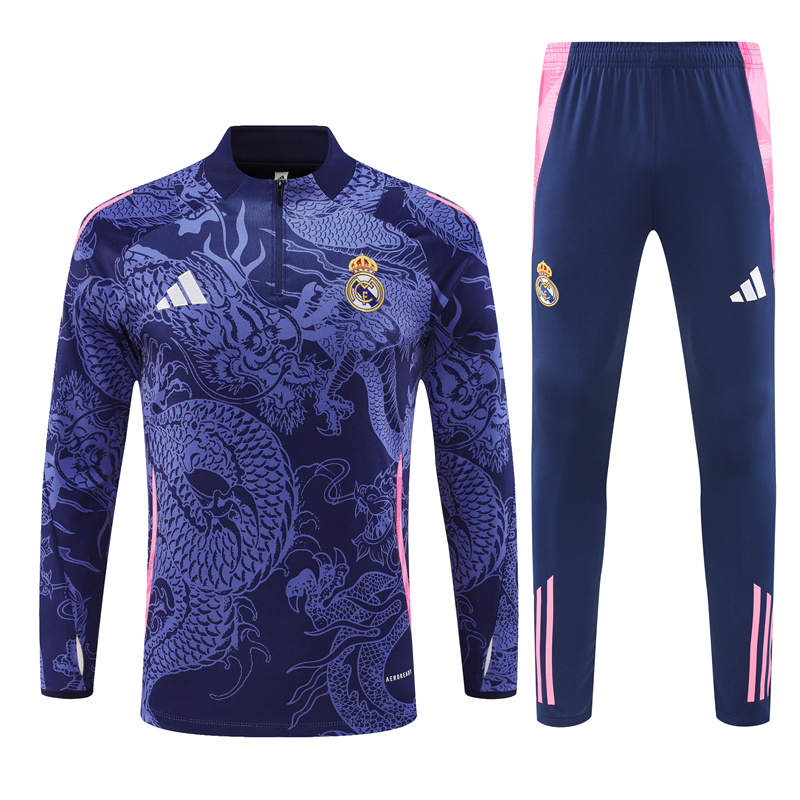 Real Madrid 24-25 Long Sleeve Training Set - Blue Dragon - JerseysGala