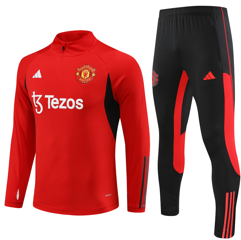 Manchester United 23-24 Kids Long Sleeve Training Set Red - JerseysGala