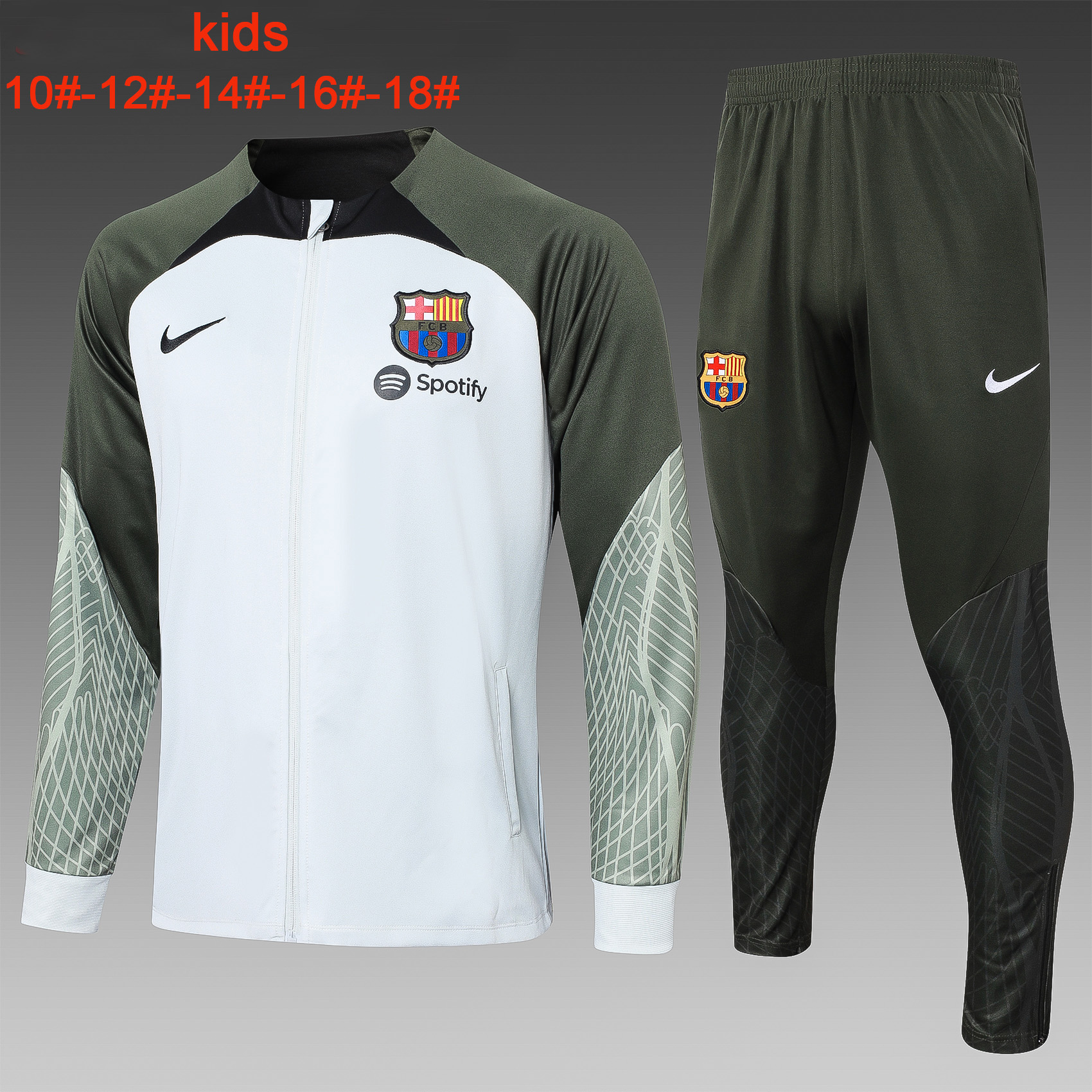 B.A.R.S.A 23-24 Kids Jacket Training Tracksuit - Light Grey - JerseysGala