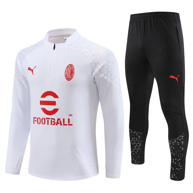 AC Milan 23-24 Kids Long Sleeve Training Set White - JerseysGala