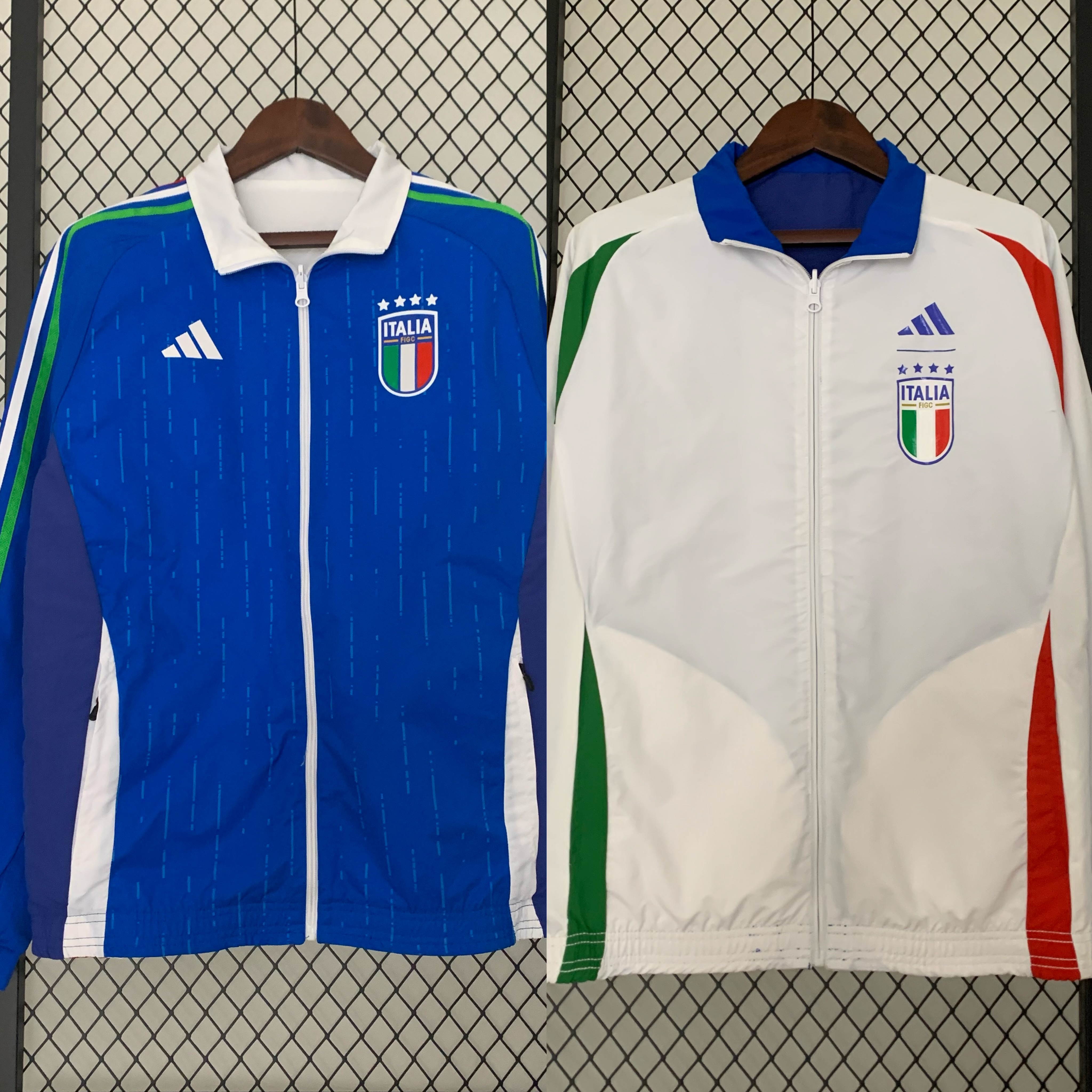 Italy 23-24 Double Sided Windbreaker - Blue & White - JerseysGala