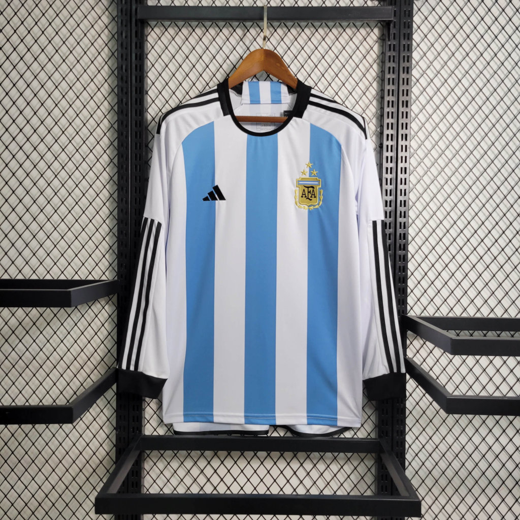 Argentina 3 Stars 22-23 Home Long Sleeve Jersey - Fans Version - JerseysGala