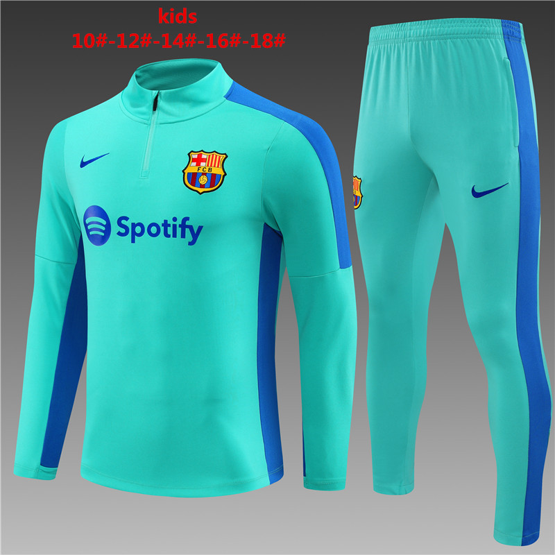 B.A.R.S.A 23-24 Kids Long Sleeve Training Set Lake Blue and Royal Blue - JerseysGala