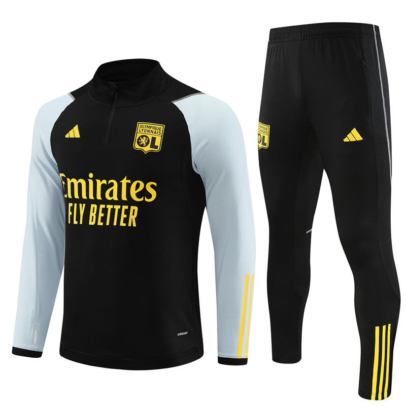 Lyon 23-24 Kids Long Sleeve Training Set Black - JerseysGala