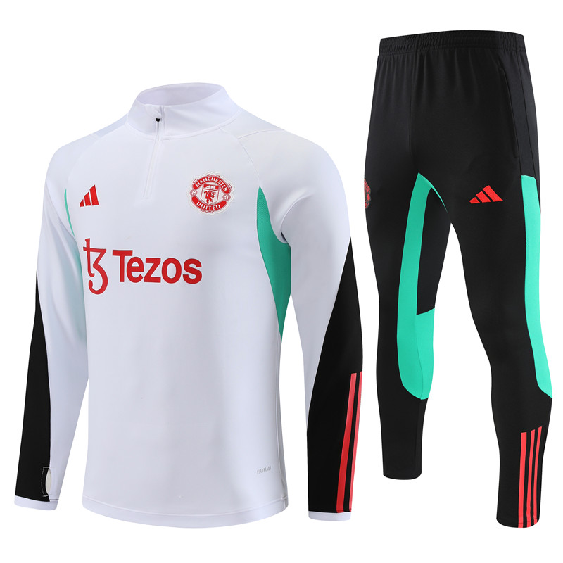 Manchester United 23-24 Long Sleeve Training Set -White - JerseysGala