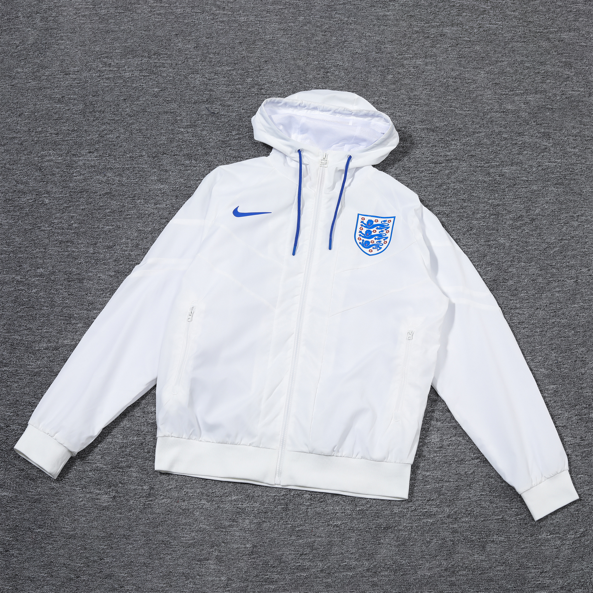 England 2024 National Team Anthem White Hooded Windbreaker - Player Version - JerseysGala