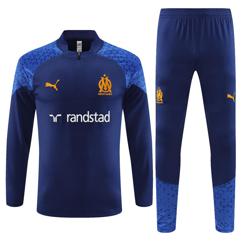 Marseille 23-24 Kids Long Sleeve Training Set Royal Rlue - JerseysGala