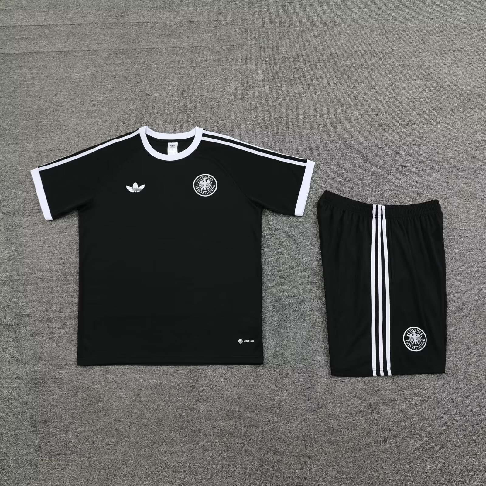 Germany 2024 Originals 3-Stripes Short-Sleeve Training Set - Black - JerseysGala