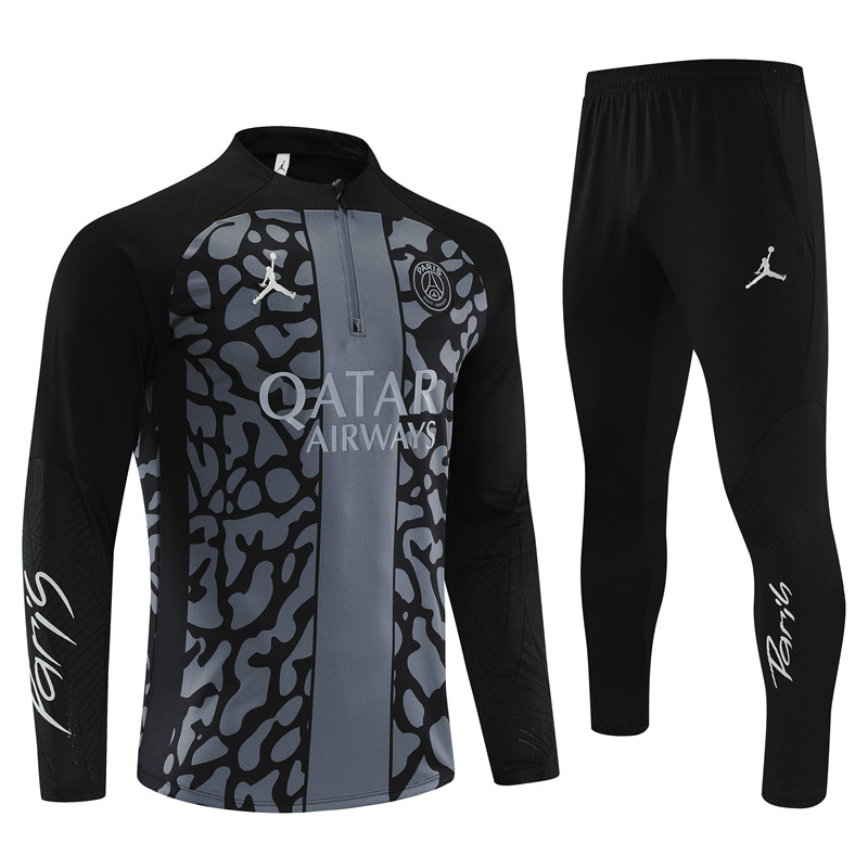Paris Saint-Germain PSG 23-24 Long Sleeve Training Set -Gray Black - JerseysGala