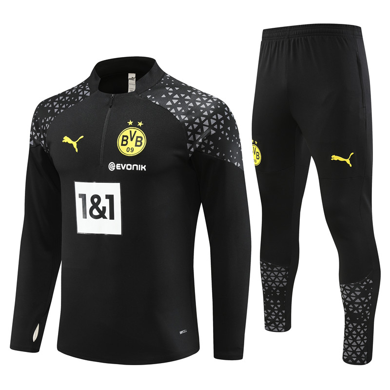 Dortmund 23-24 Kids Long Sleeve Training Set Black - JerseysGala