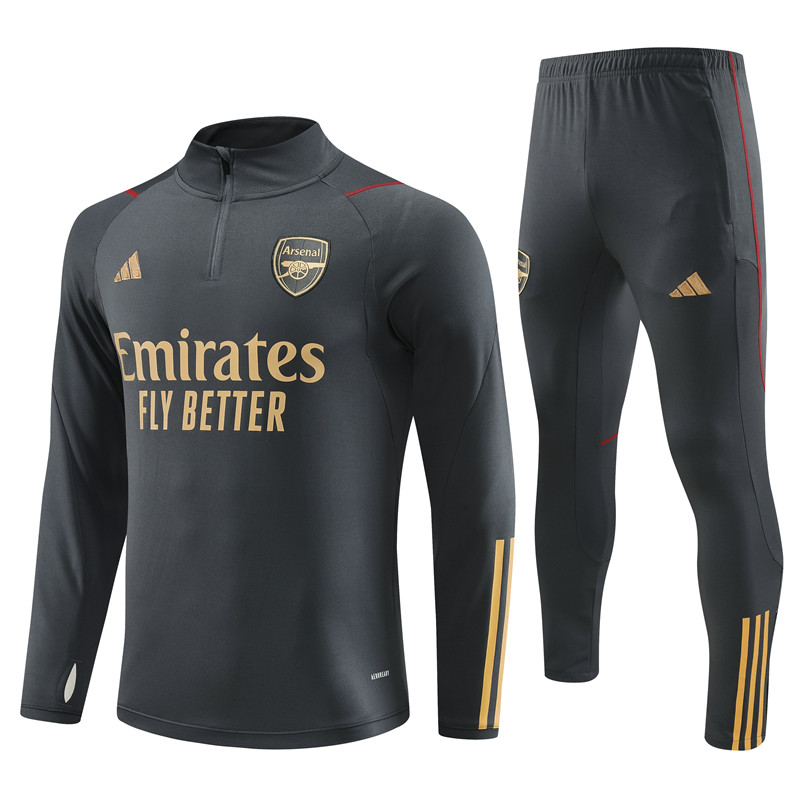 Arsenal 23-24 Kids Long Sleeve Training Set Dark Grey - JerseysGala