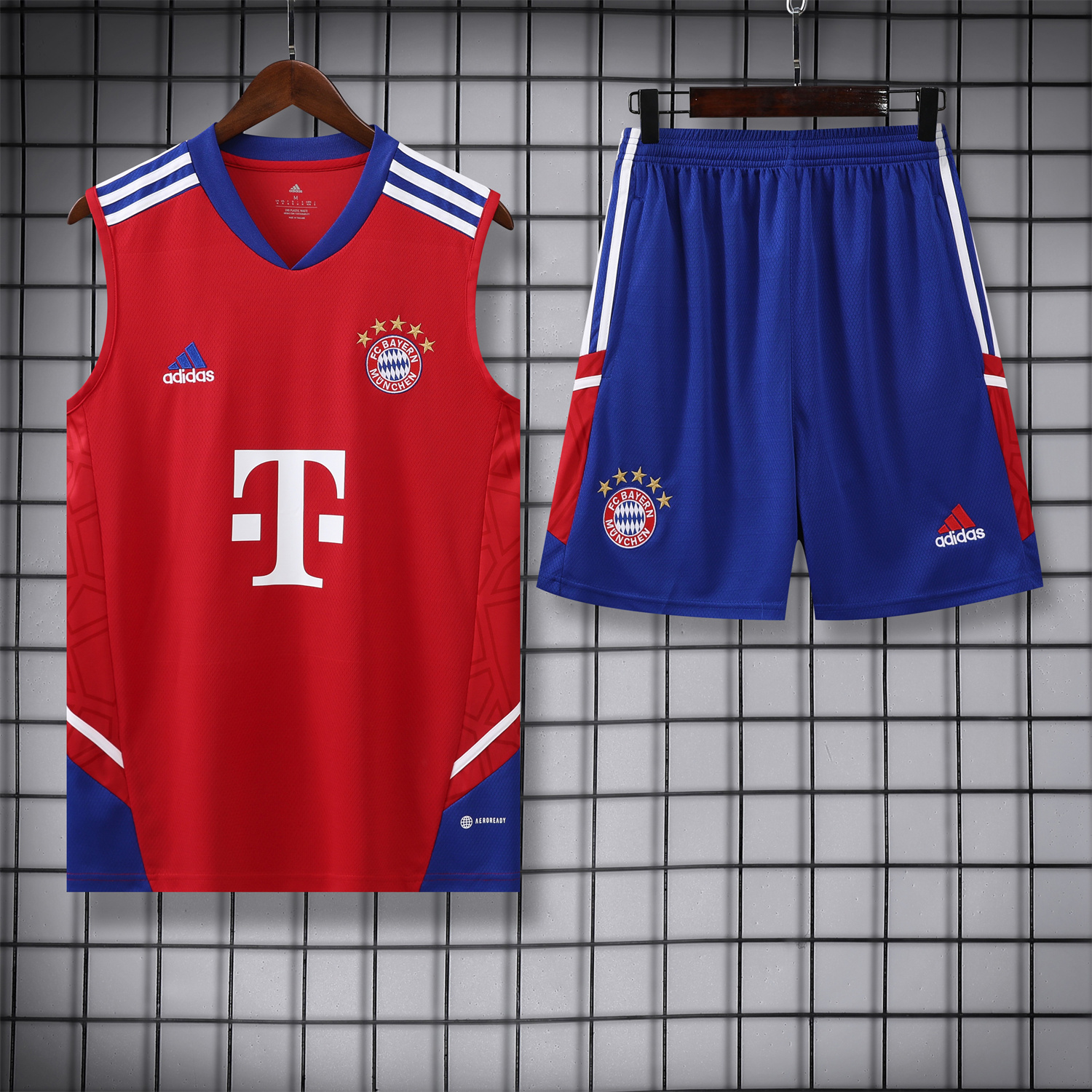 Bayern Munich 23-24 Red BlueTraining Vest Suit - JerseysGala