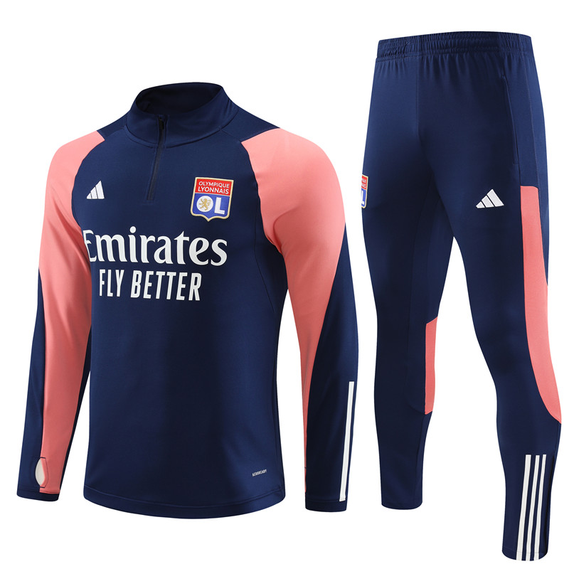 Lyon 23-24 Kids Long Sleeve Training Set Royal Blue - JerseysGala