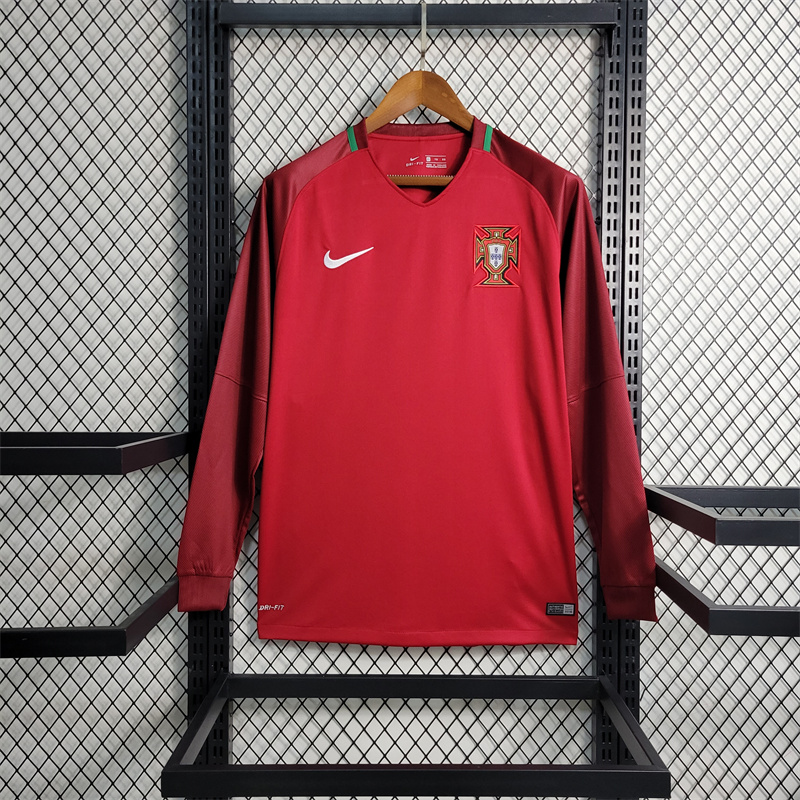 Retro Portugal 16-17 Home Stadium Long Sleeve Jersey - JerseysGala