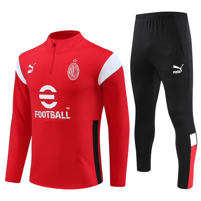 AC Milan 23-24 Kids Long Sleeve Training Set Red and White - JerseysGala