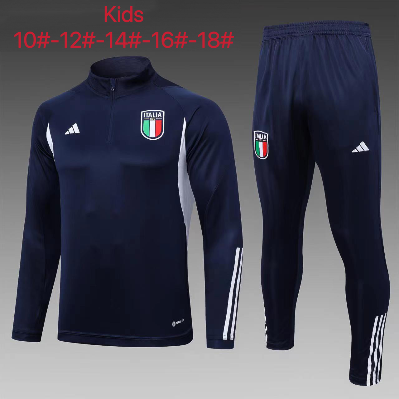 Italy 23-24 Kids Long Sleeve Training Set Royal Blue - JerseysGala