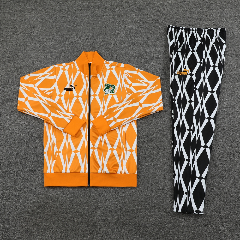Cote d'Ivoire 23-24 Jacket Training Tracksuit - Orange & Black - JerseysGala
