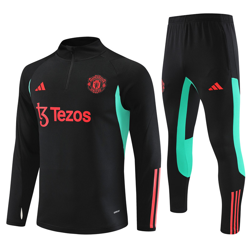 Manchester United 23-24 Kids Long Sleeve Training Set Black - JerseysGala
