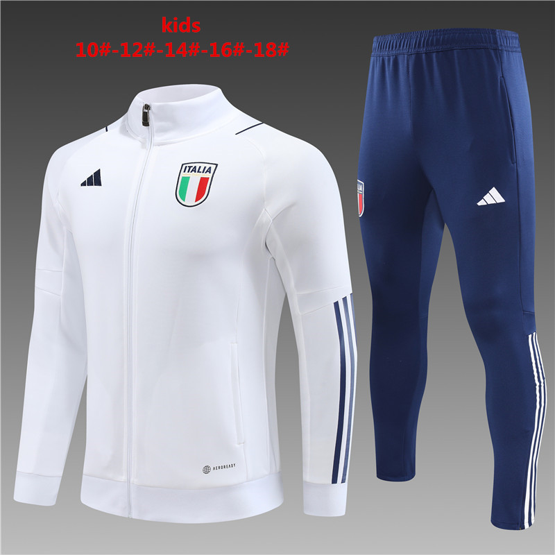 Italy 23-24 Kids Jacket Training Tracksuit -White - JerseysGala