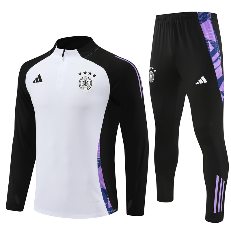 Germany 2024 Long Sleeve Training Set - White With Black - JerseysGala
