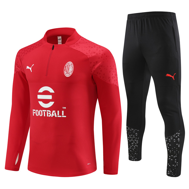 AC Milan 23-24 Kids Long Sleeve Training Set Red - JerseysGala