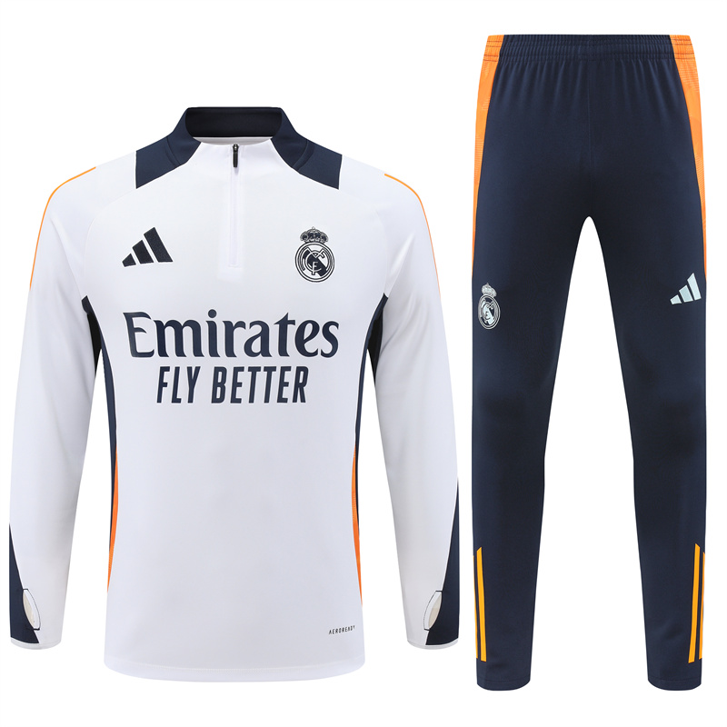 Real Madrid 24-25 Long Sleeve Training Set - White - JerseysGala