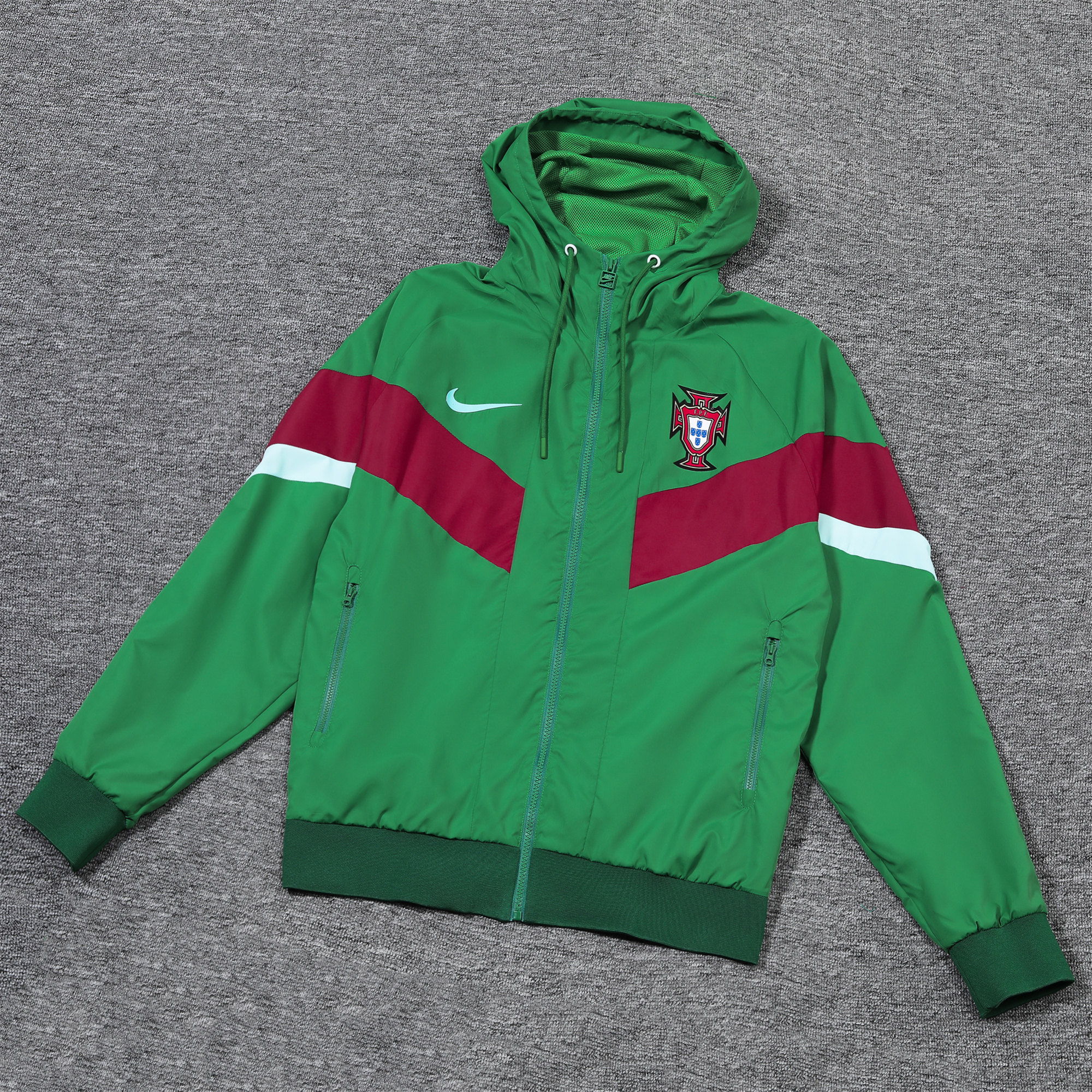 Portugal 2024 National Team Anthem Green Hooded Windbreaker - Player Version - JerseysGala