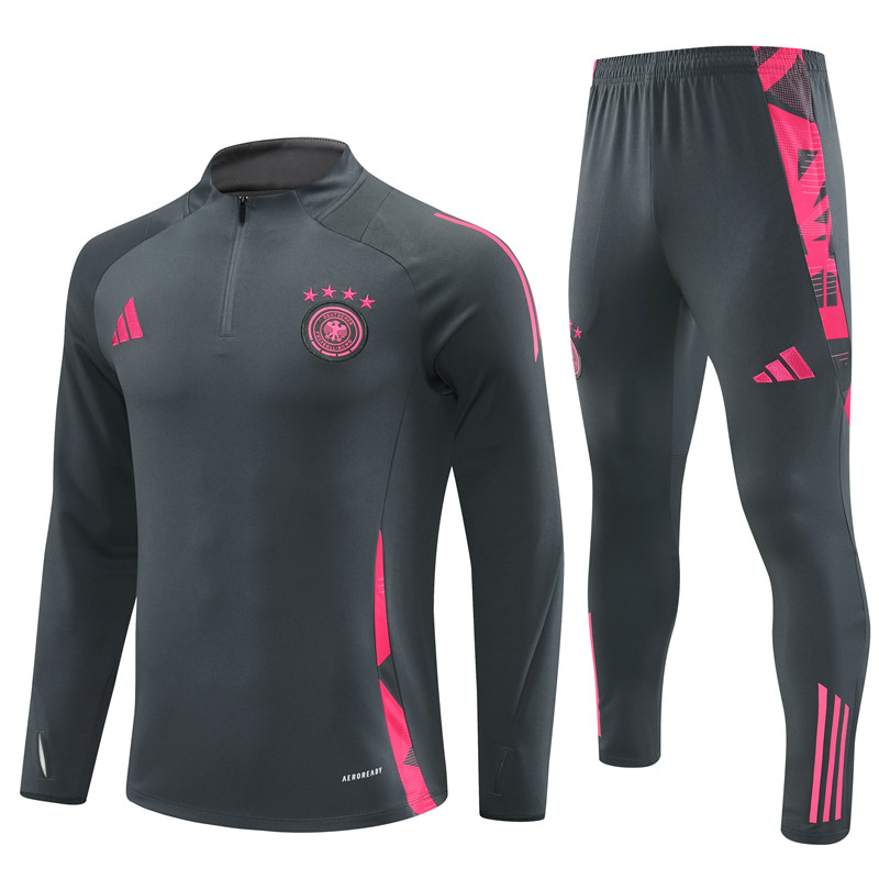 Germany 2024 Long Sleeve Training Set - Dark Gray With Pink - JerseysGala