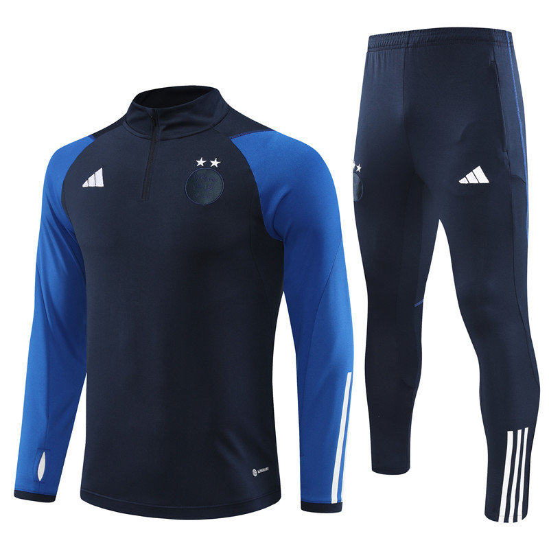 Algeria 23-24 Kids Long Sleeve Training Set Black and Blue - JerseysGala