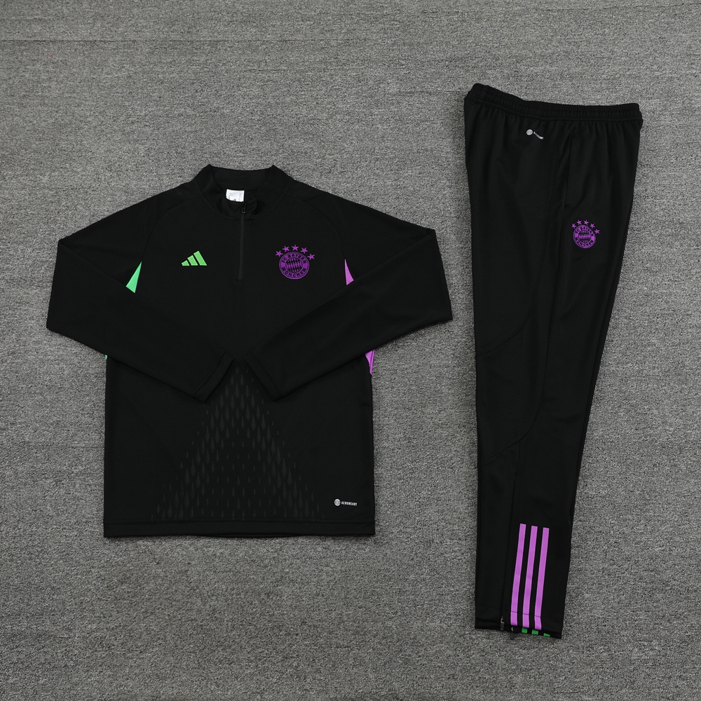 Bayern Munich 23-24 Long Sleeve Training Set - Black (No chest advertising) - JerseysGala