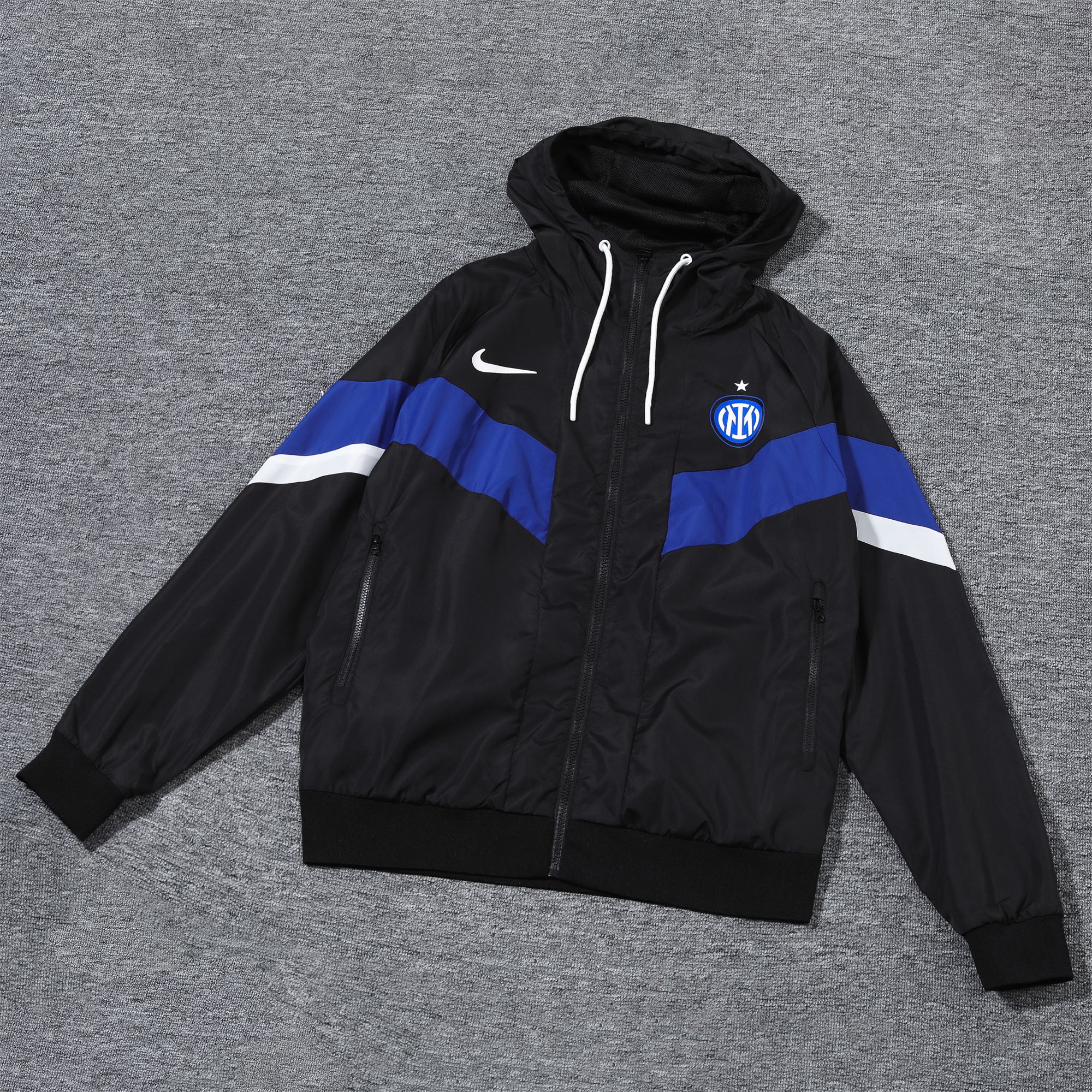 Inter Milan 24-25 Blue & Black Hooded Windbreaker - Player Version - JerseysGala