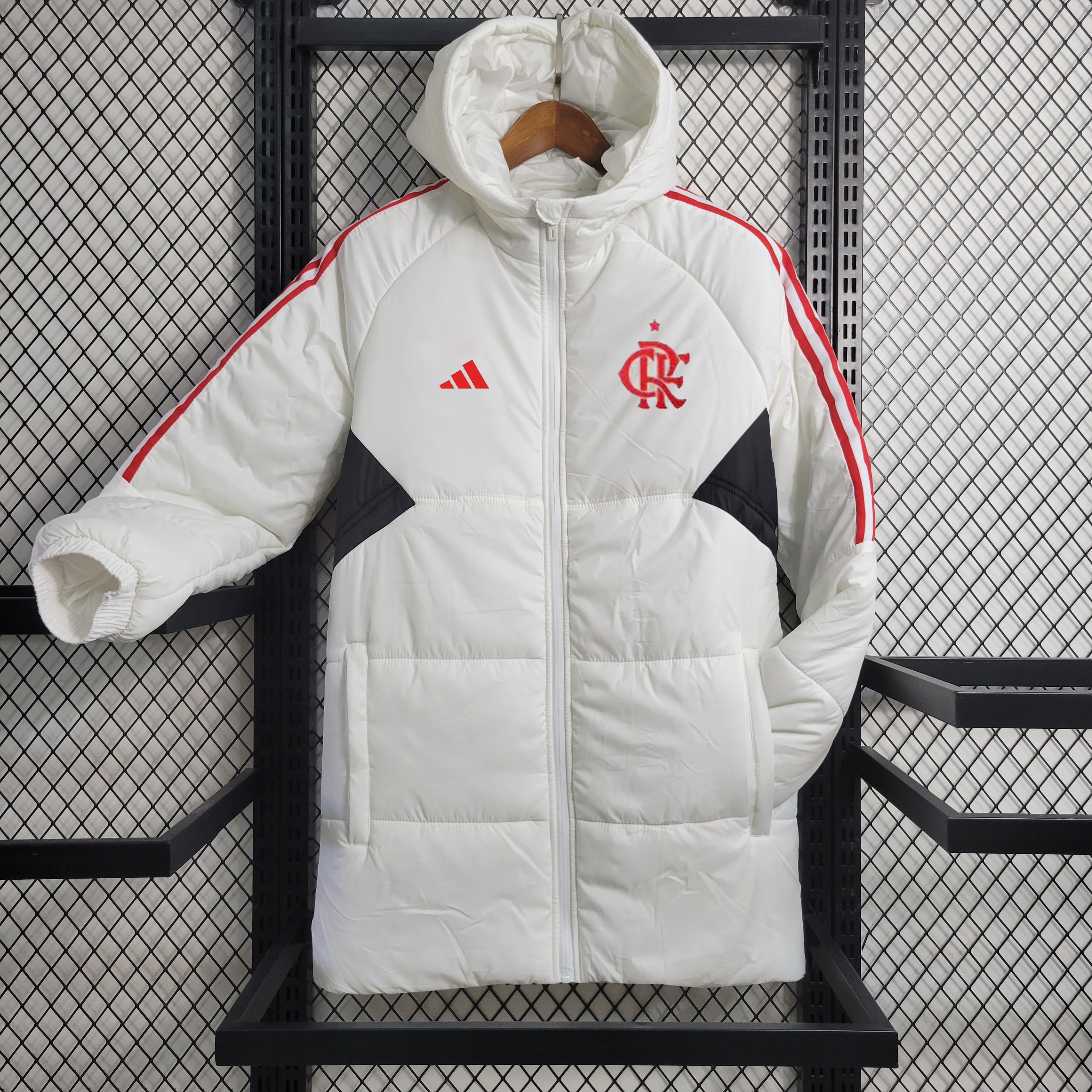 Flamengo 23-24 Men's Hooded Thermal Cotton Jacket - White - JerseysGala