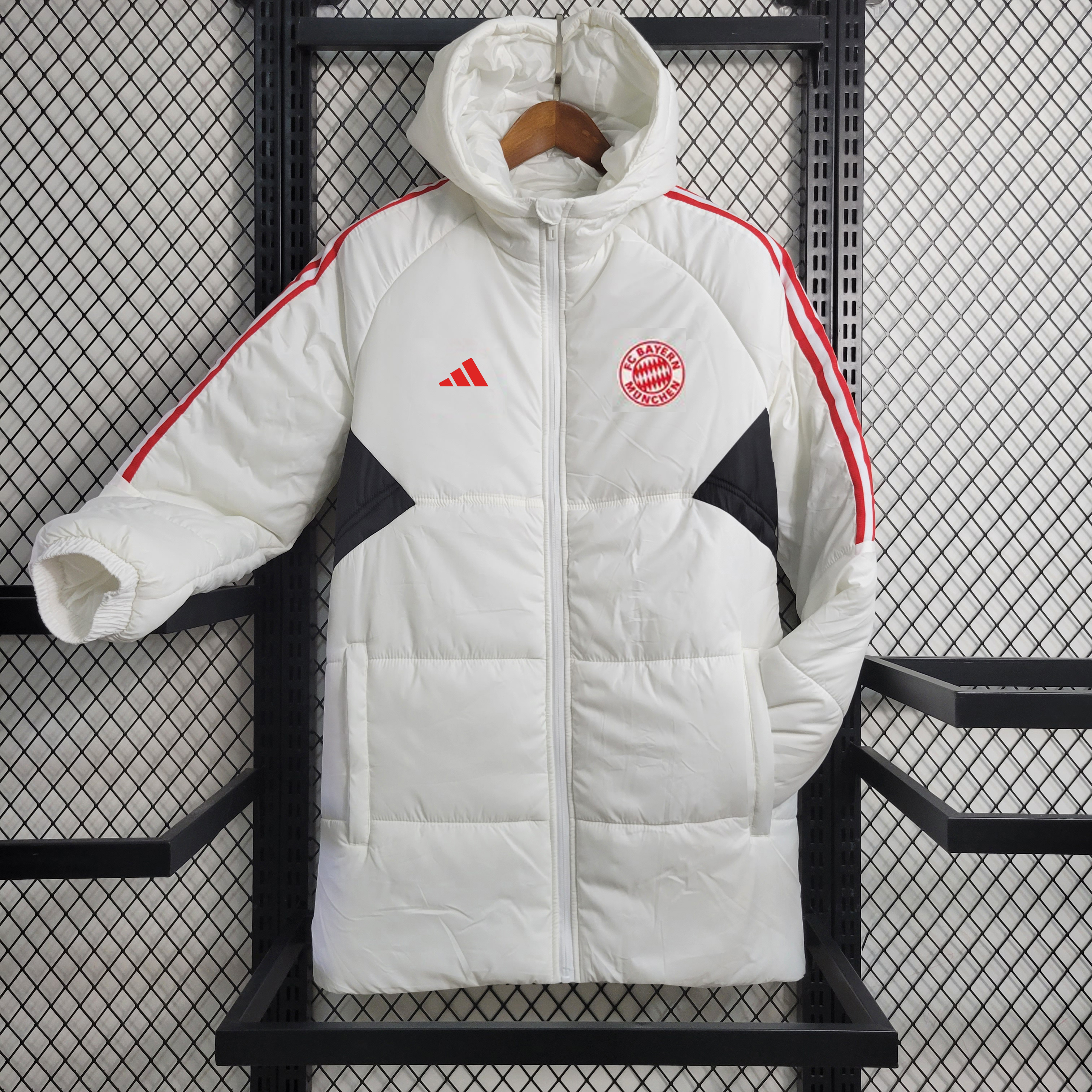 Manchester United 23-24 Men's Hooded Thermal Cotton Jacket - White - JerseysGala
